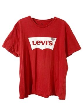 Levi’s 100% Cotton Short Sleeve Graphic Tee Shirt Levis Logo Across Front 🟥⬜️